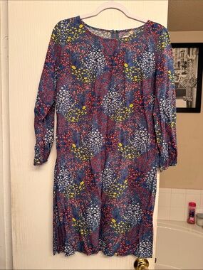 Old Navy Navy Floral Long-Sleeve Kids Nightgown with Yellow Accents
